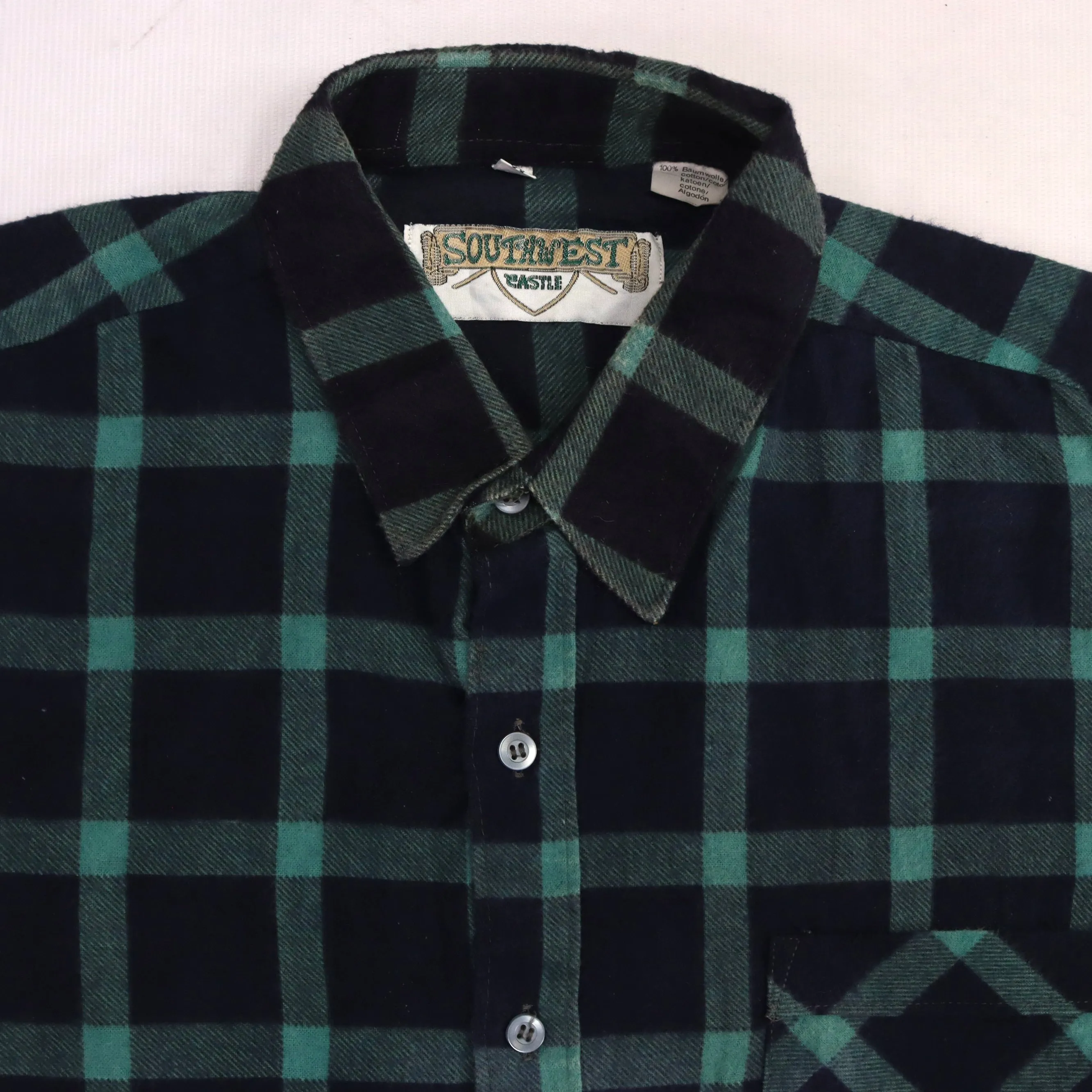 Southwest Checkered Flannel Shirt Navy Black