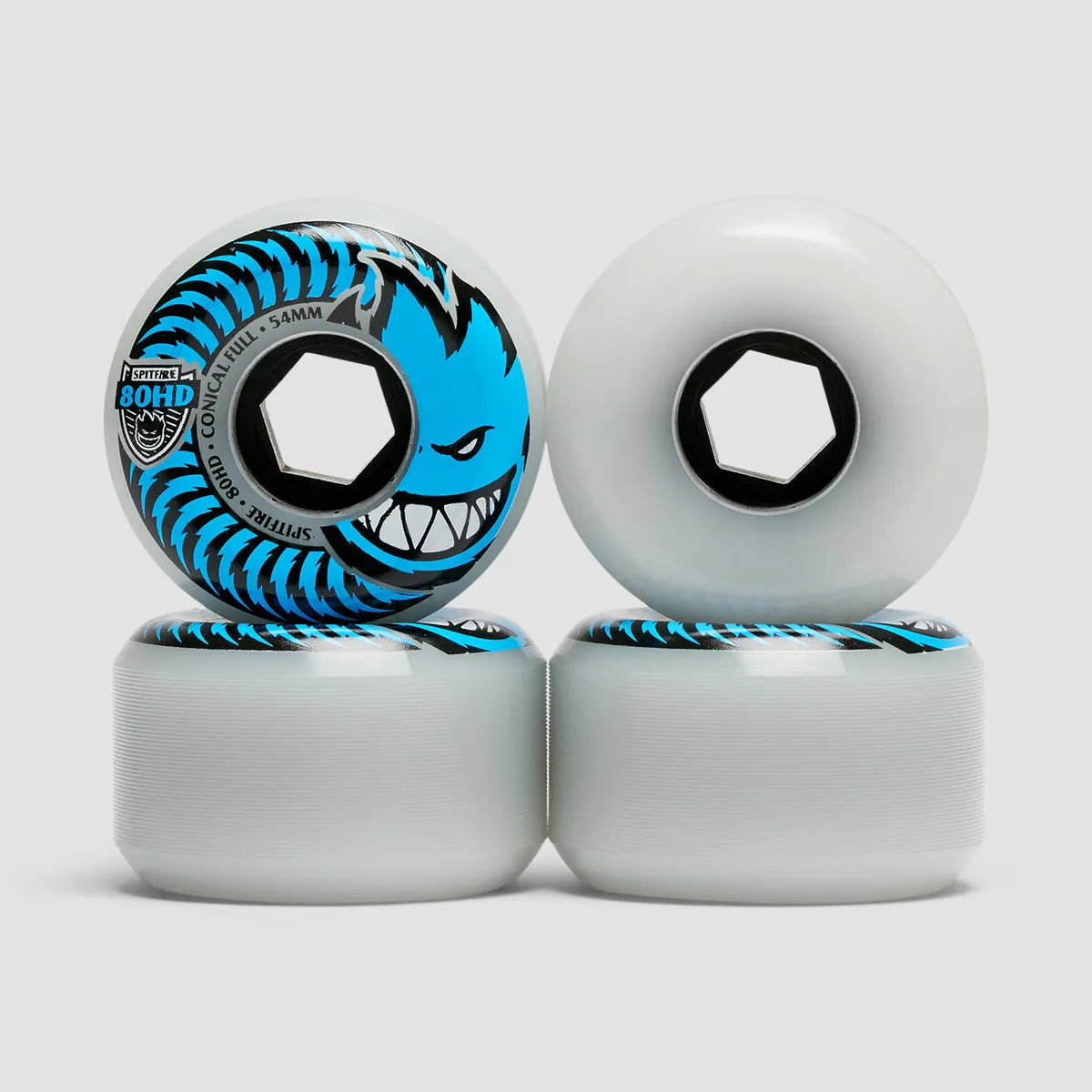 Spitfire Conical Full 80HD Soft Skateboard Wheels Clear/Blue 54mm