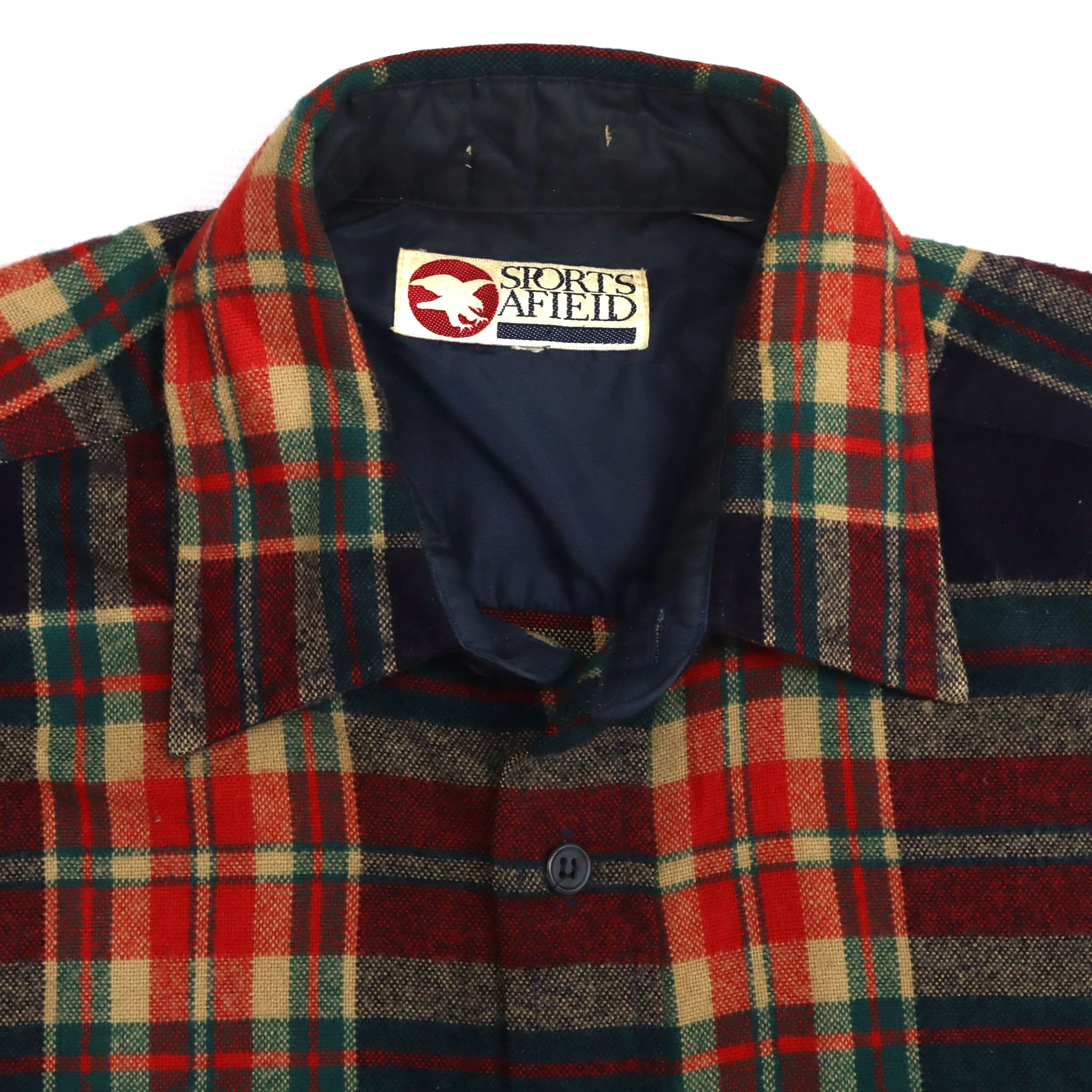 Sports Plaid Checkered Flannel Shirt Navy Red Beige