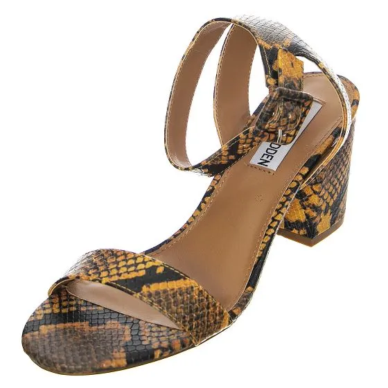 Steve Madden Womens Malia Yellow Snake Sandals