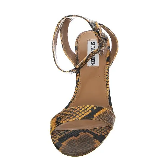 Steve Madden Womens Malia Yellow Snake Sandals