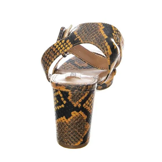 Steve Madden Womens Malia Yellow Snake Sandals