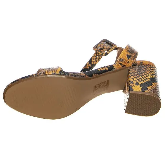 Steve Madden Womens Malia Yellow Snake Sandals