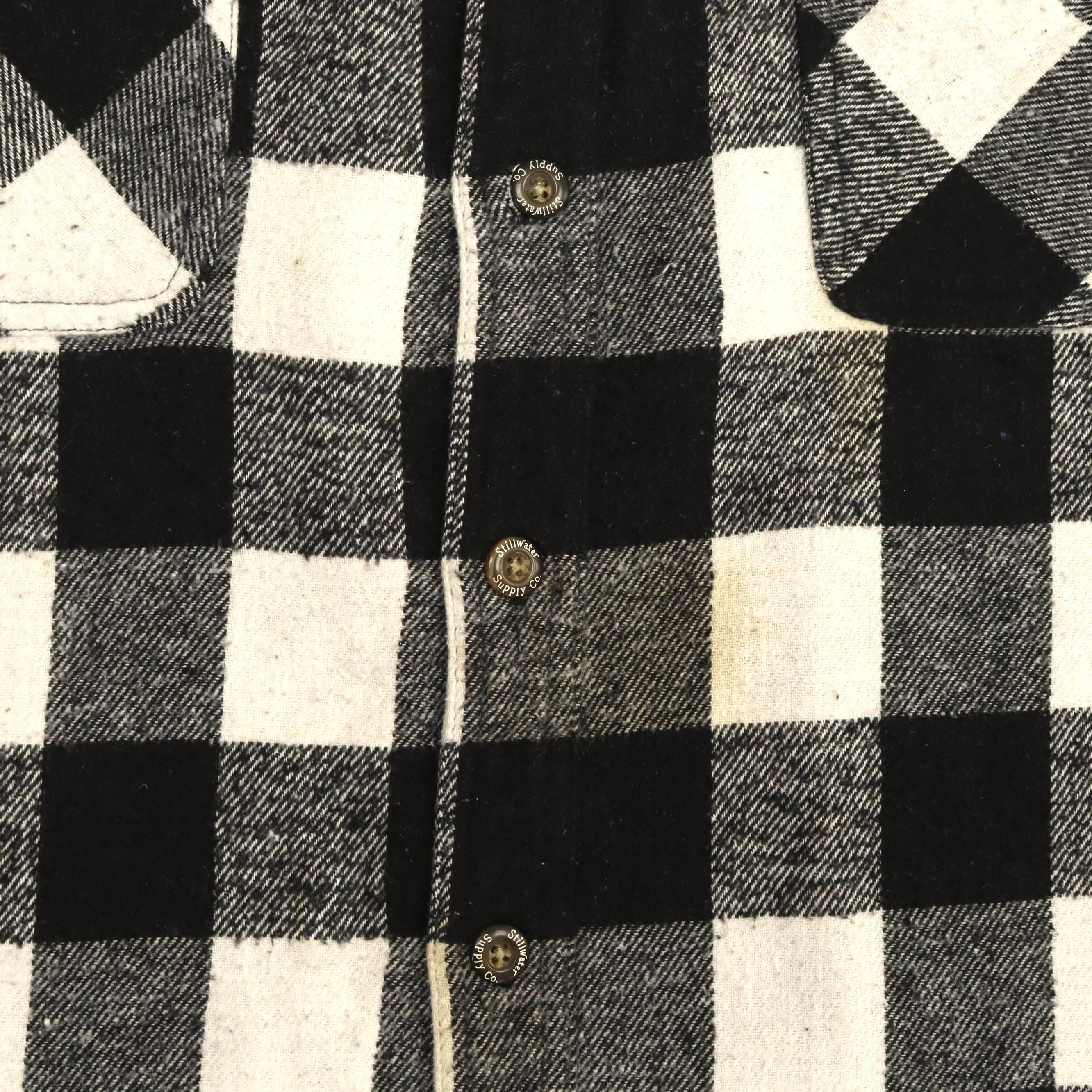 Stillwater Supply Co. Checkered Flannel Shirt Black Grey Cream