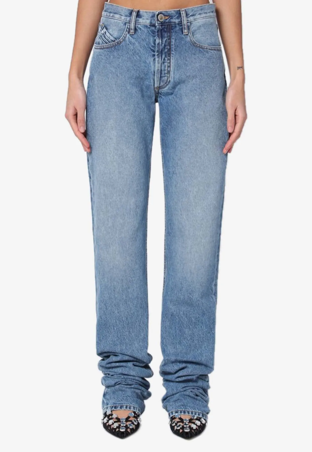 Straight-Leg Washed Jeans