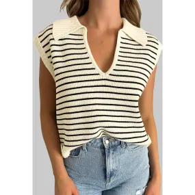 Striped Collared Neck Tank