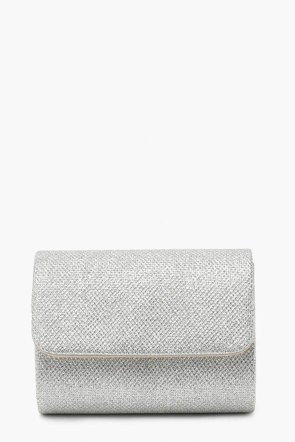 Structured Metallic Clutch Bag & Chain