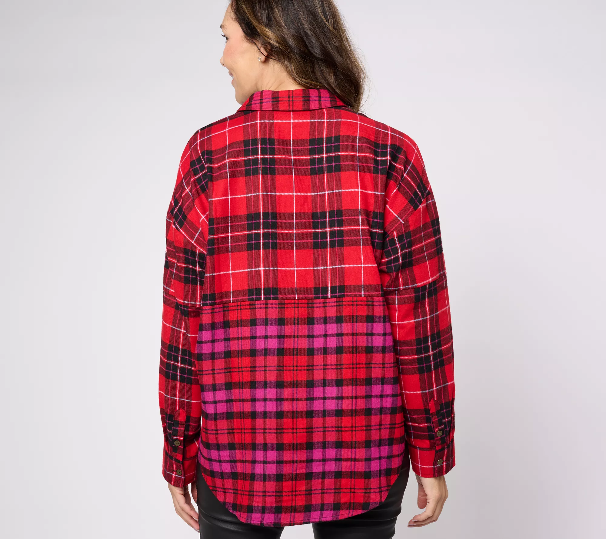 Studio Park x Amy Stran Mixed Plaid Cozy Flannel Shirt