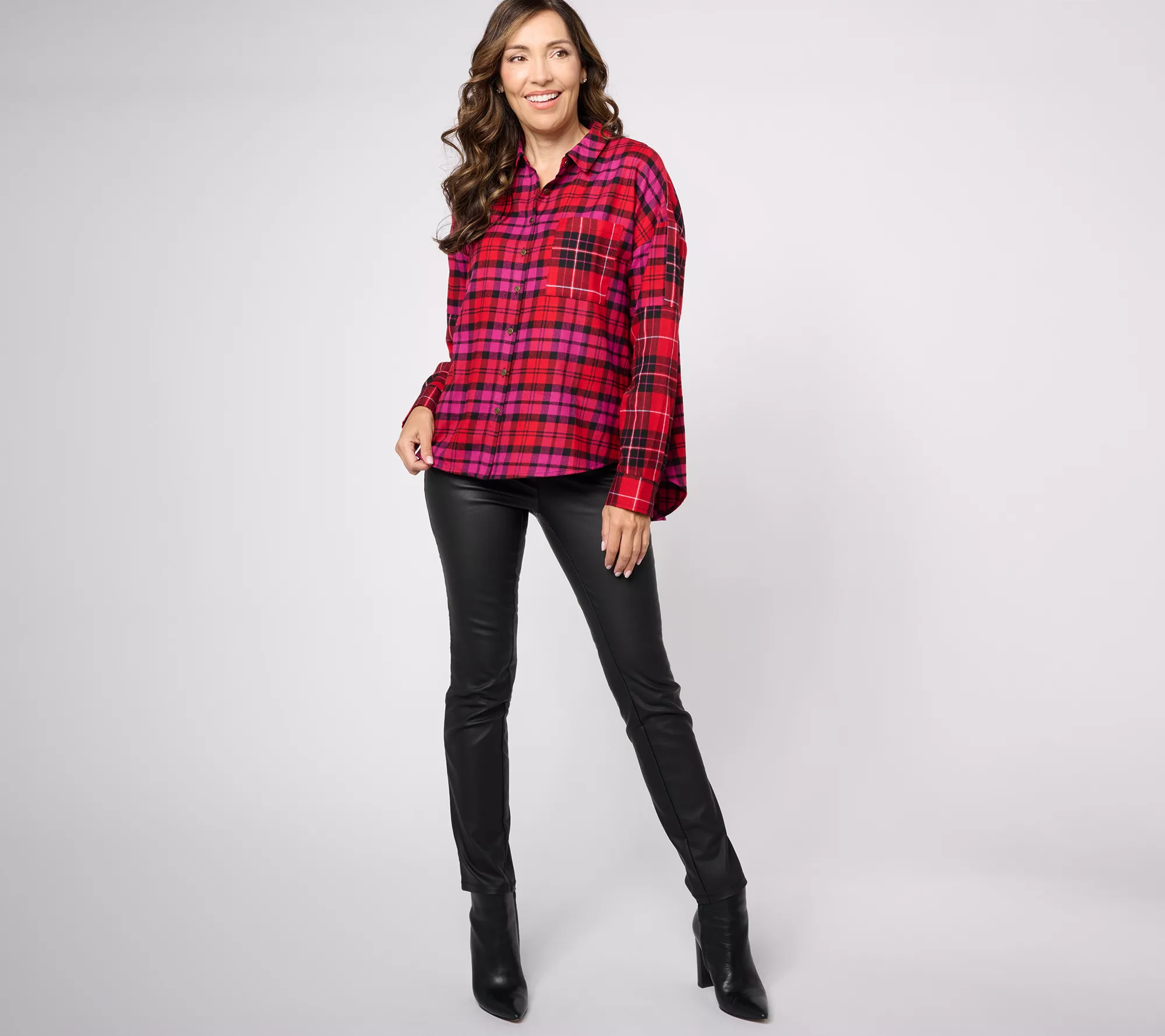 Studio Park x Amy Stran Mixed Plaid Cozy Flannel Shirt