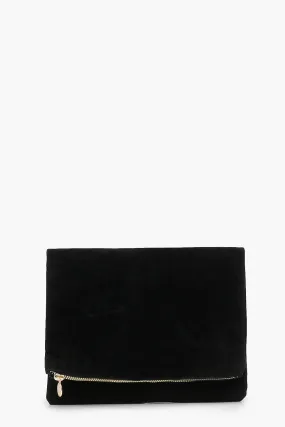 Suedette Foldover Clutch