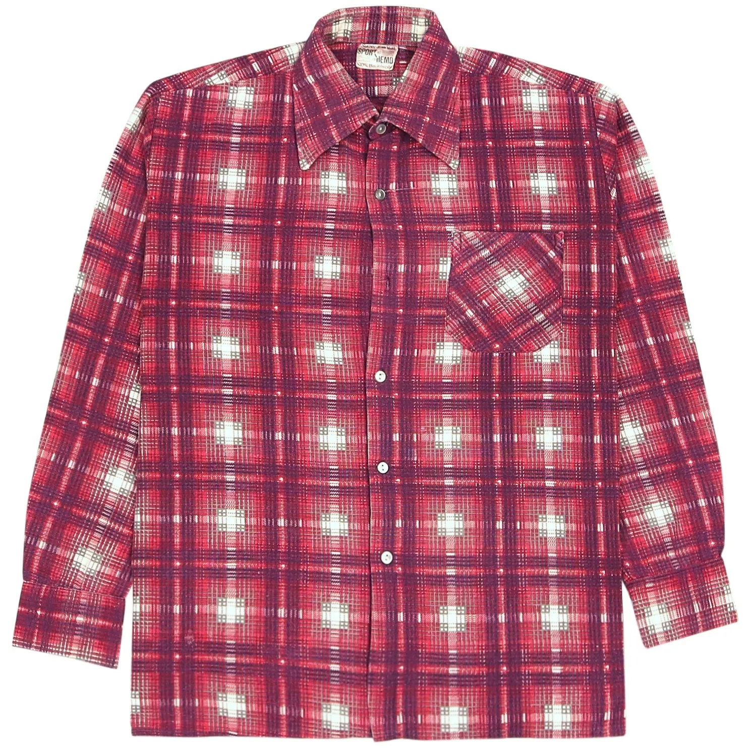 SuperQualitat Vintage Checked Flannel Wool Shirt Red White