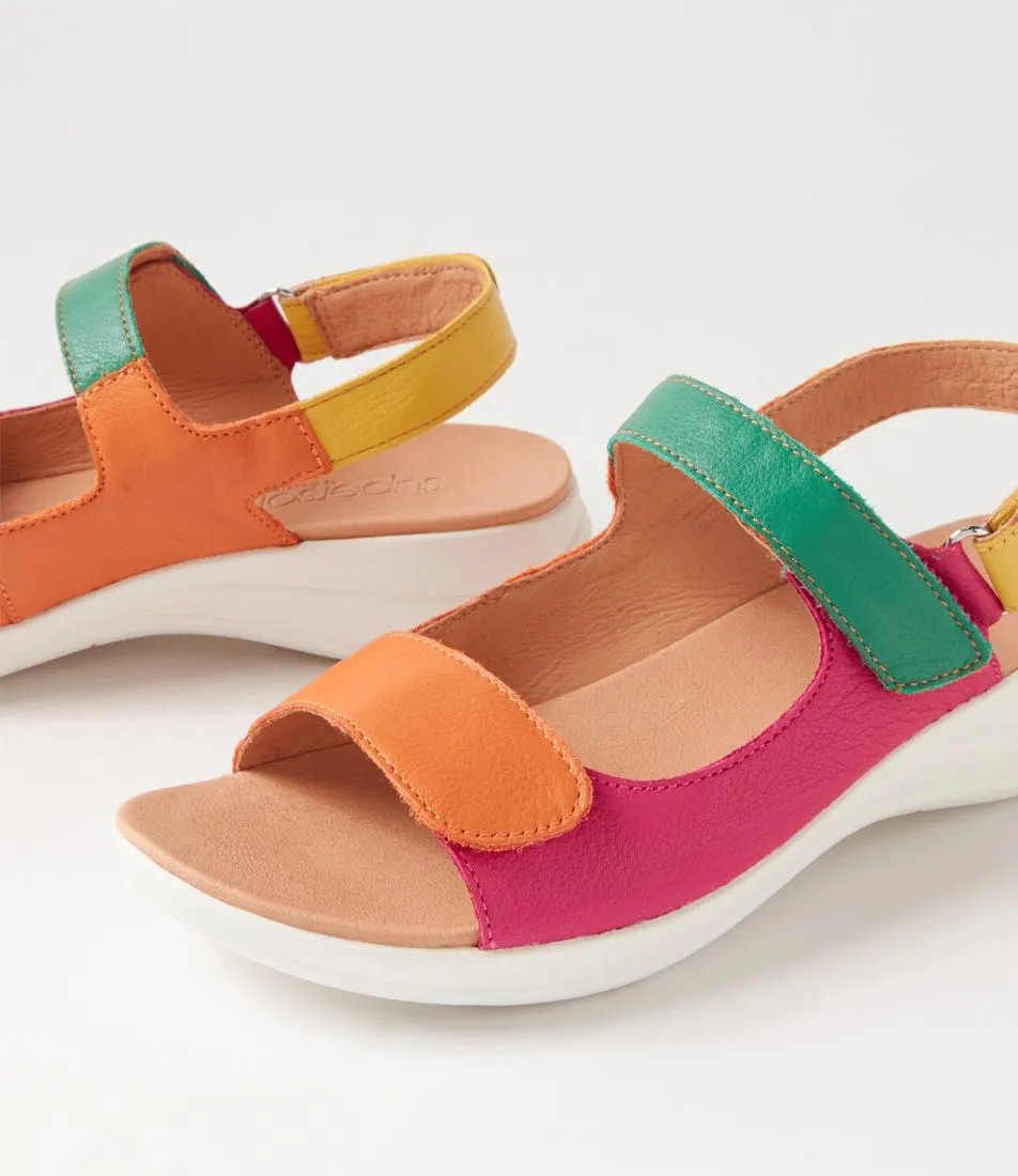 SUPERSOFT Matie Light Orange Dark Fuchsia Multi Sandals