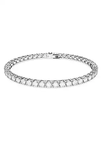 Swarovski Matrix Tennis White Rhodium Bracelet | Grattan