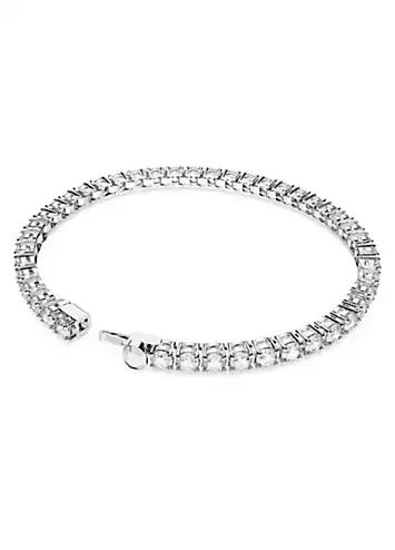 Swarovski Matrix Tennis White Rhodium Bracelet | Grattan