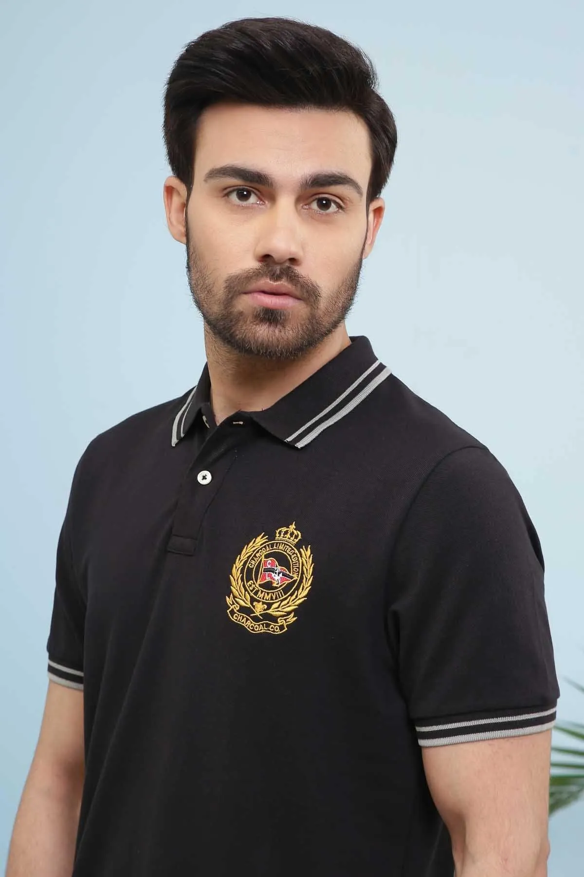 T SHIRT POLO TIPPING BLACK