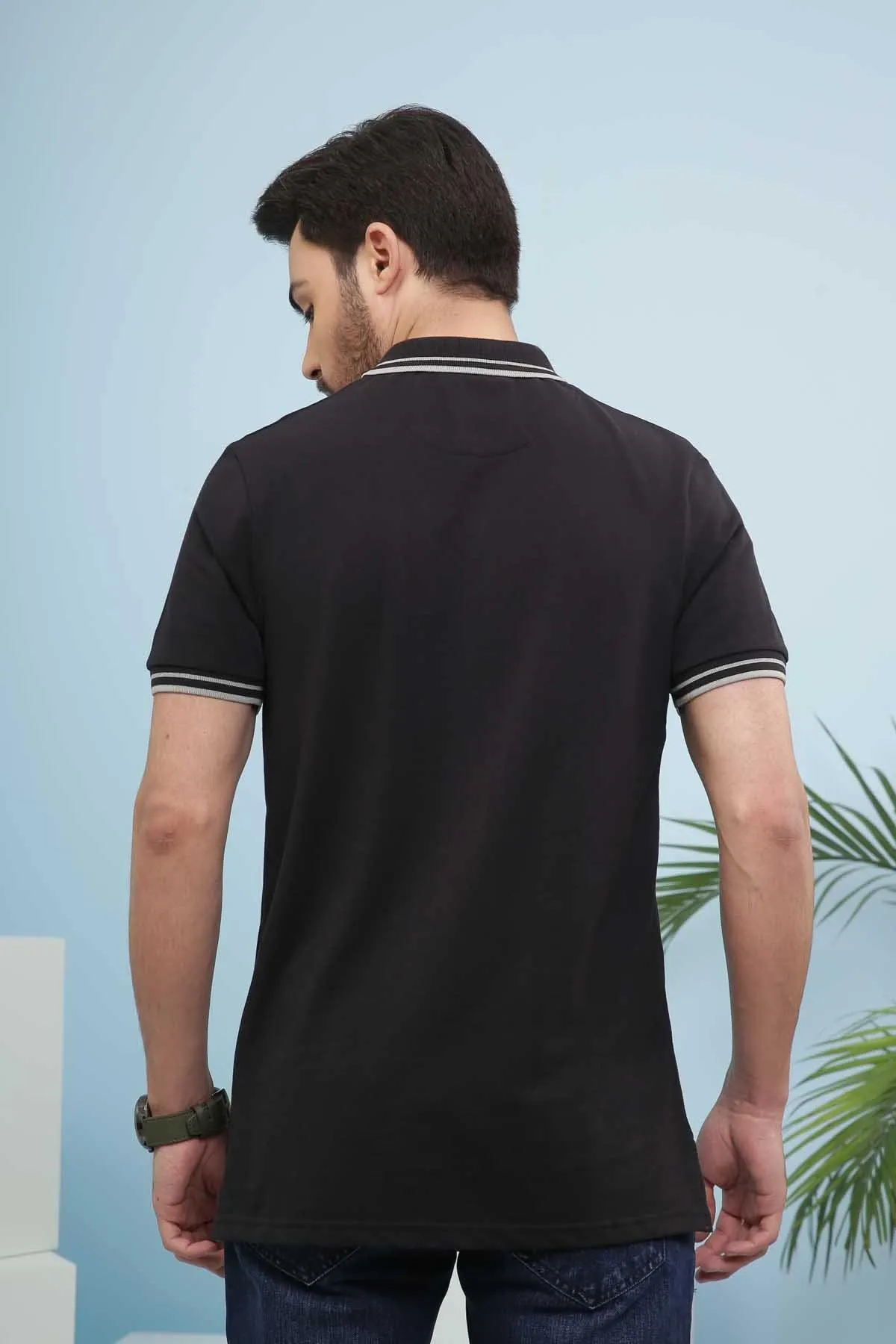 T SHIRT POLO TIPPING BLACK