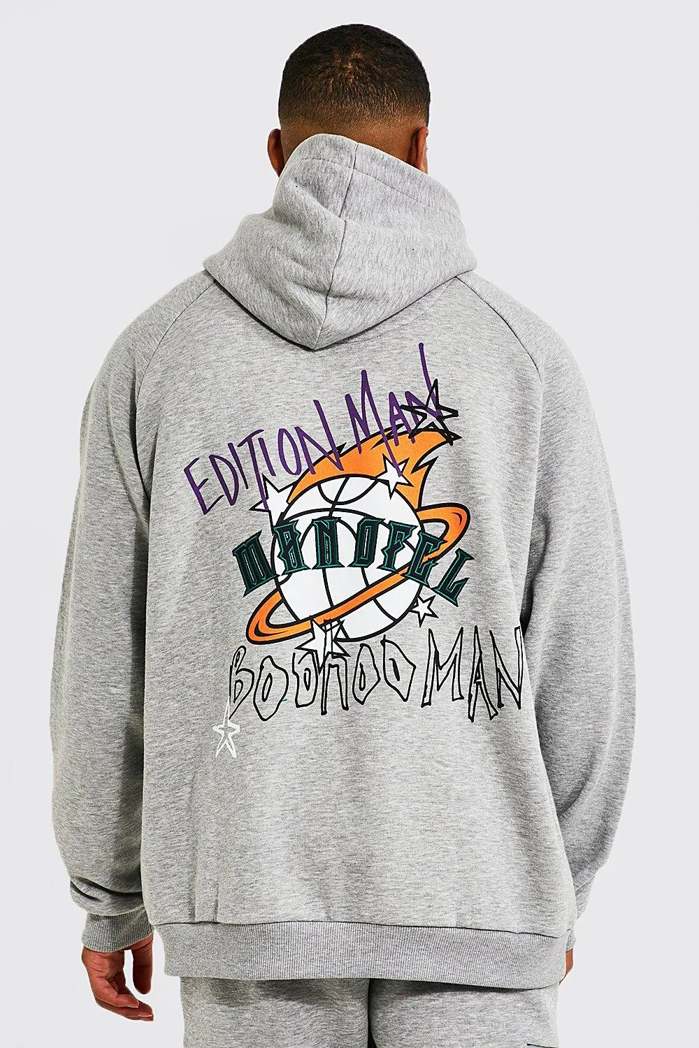 Tall Basketball Graffiti Applique Hoodie