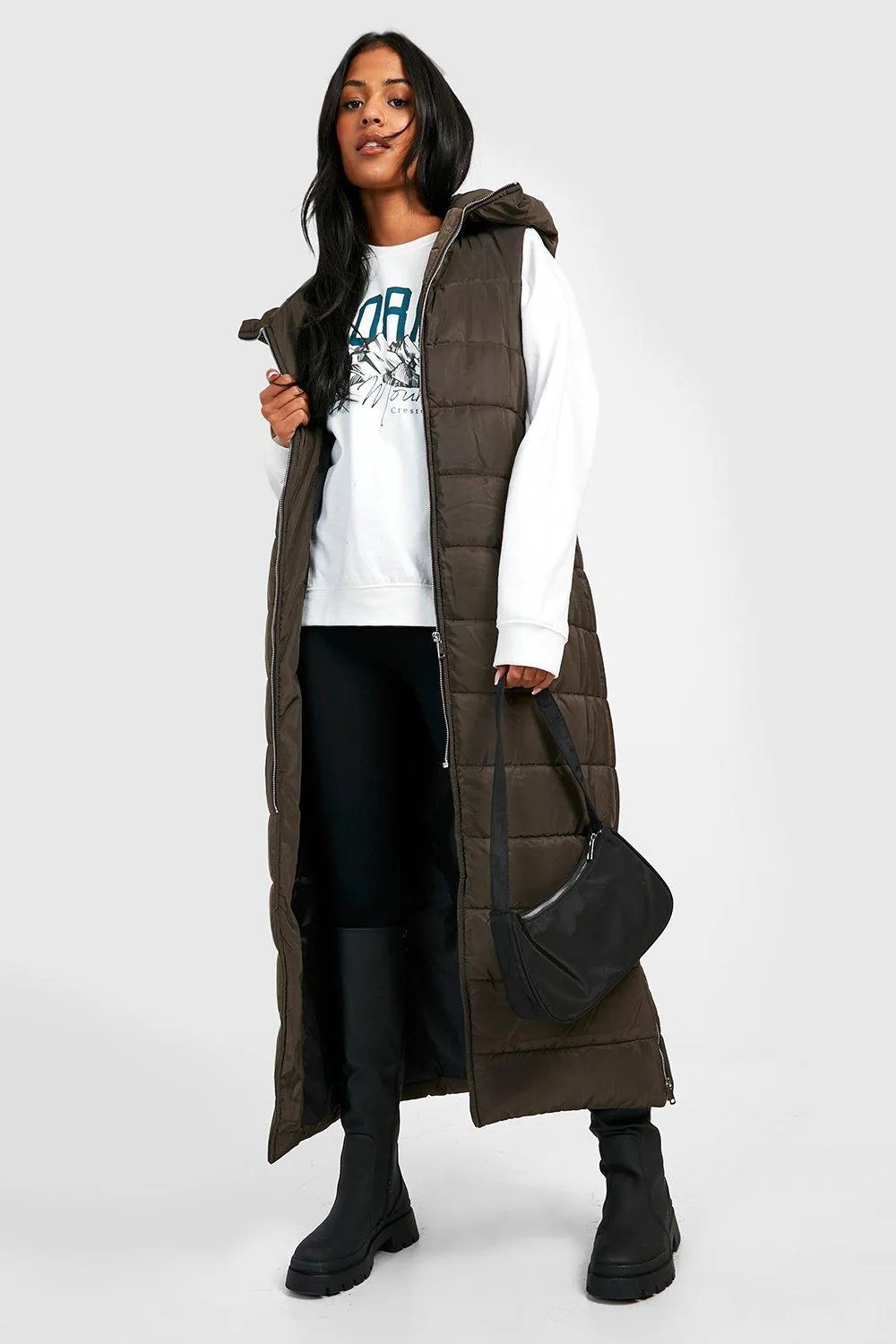 Tall Hooded Maxi Puffer Vest