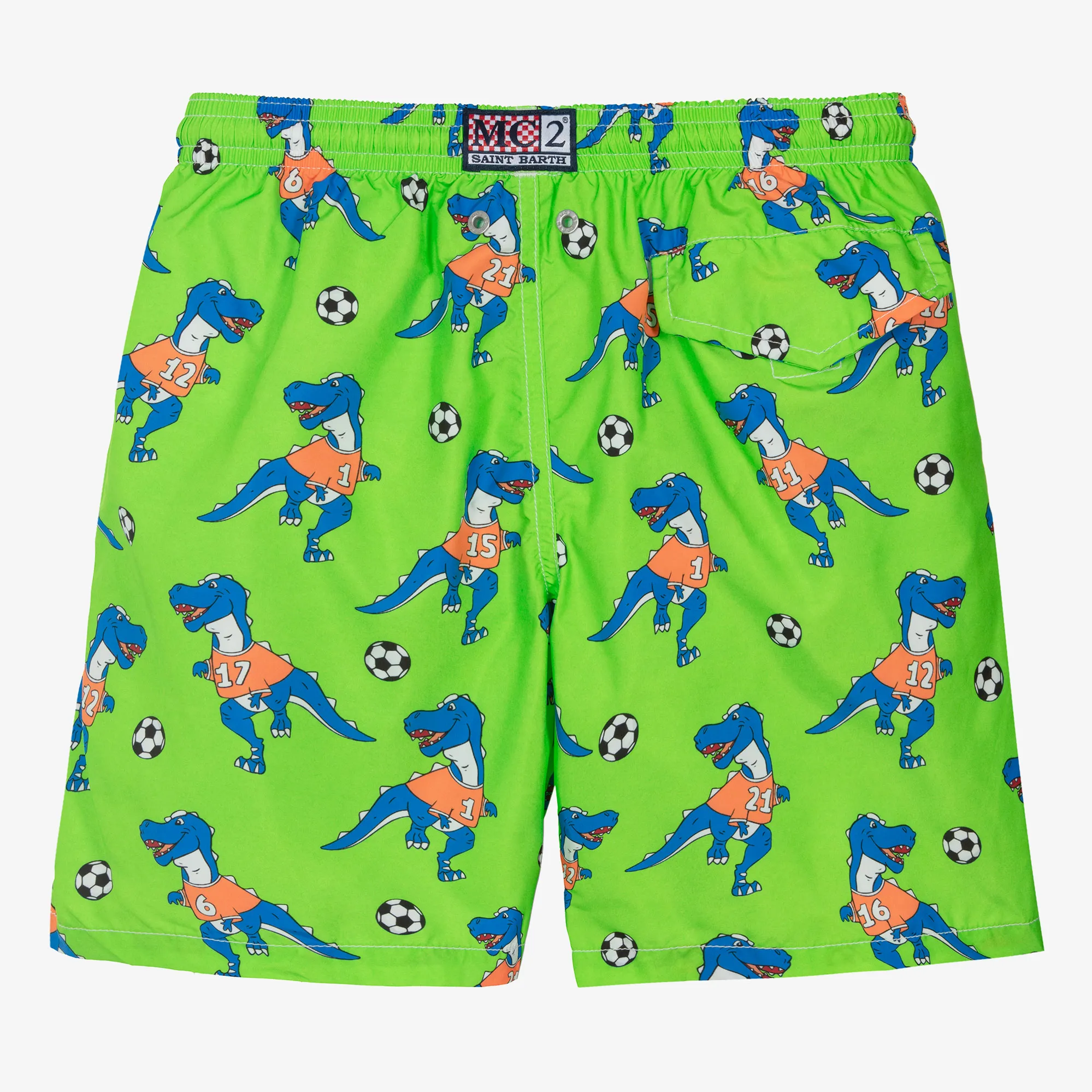 Teen Boys Green Football Print Swim Shorts