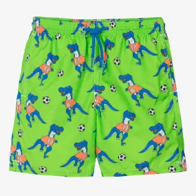 Teen Boys Green Football Print Swim Shorts