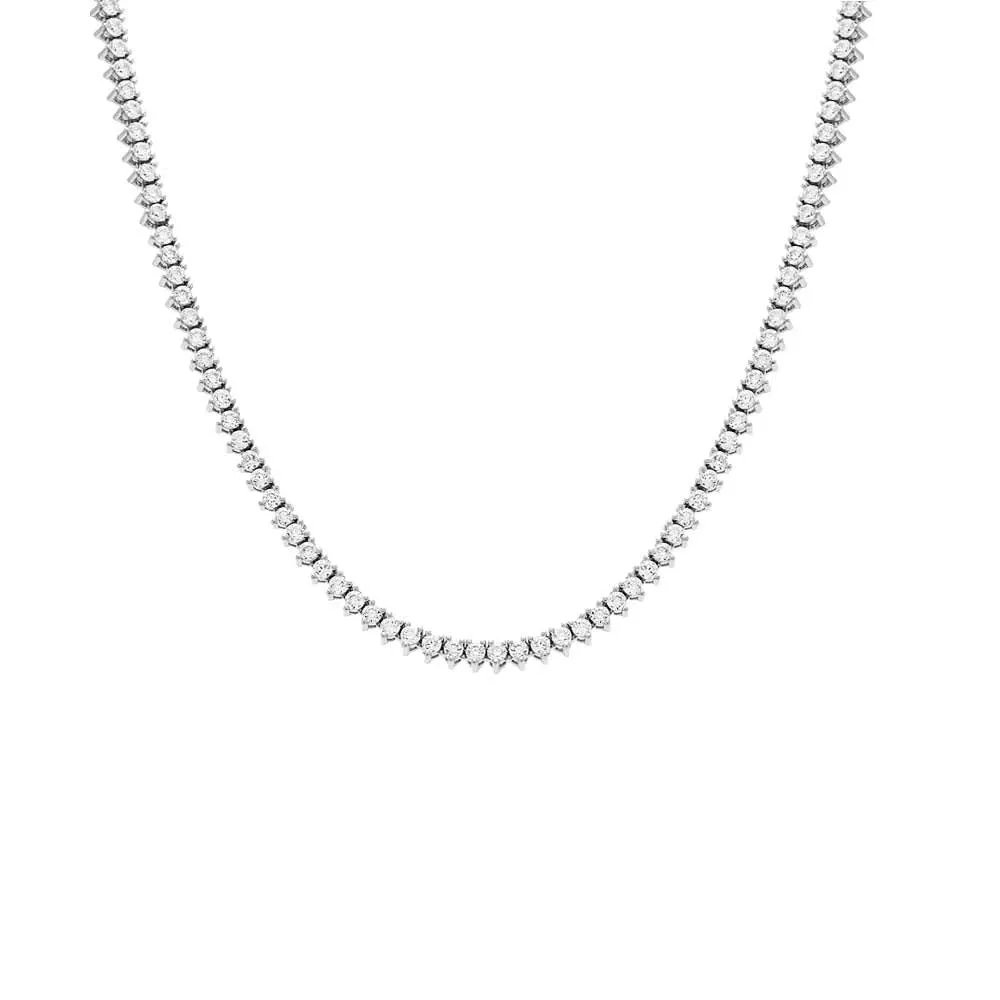 Thin Three Prong Tennis Necklace