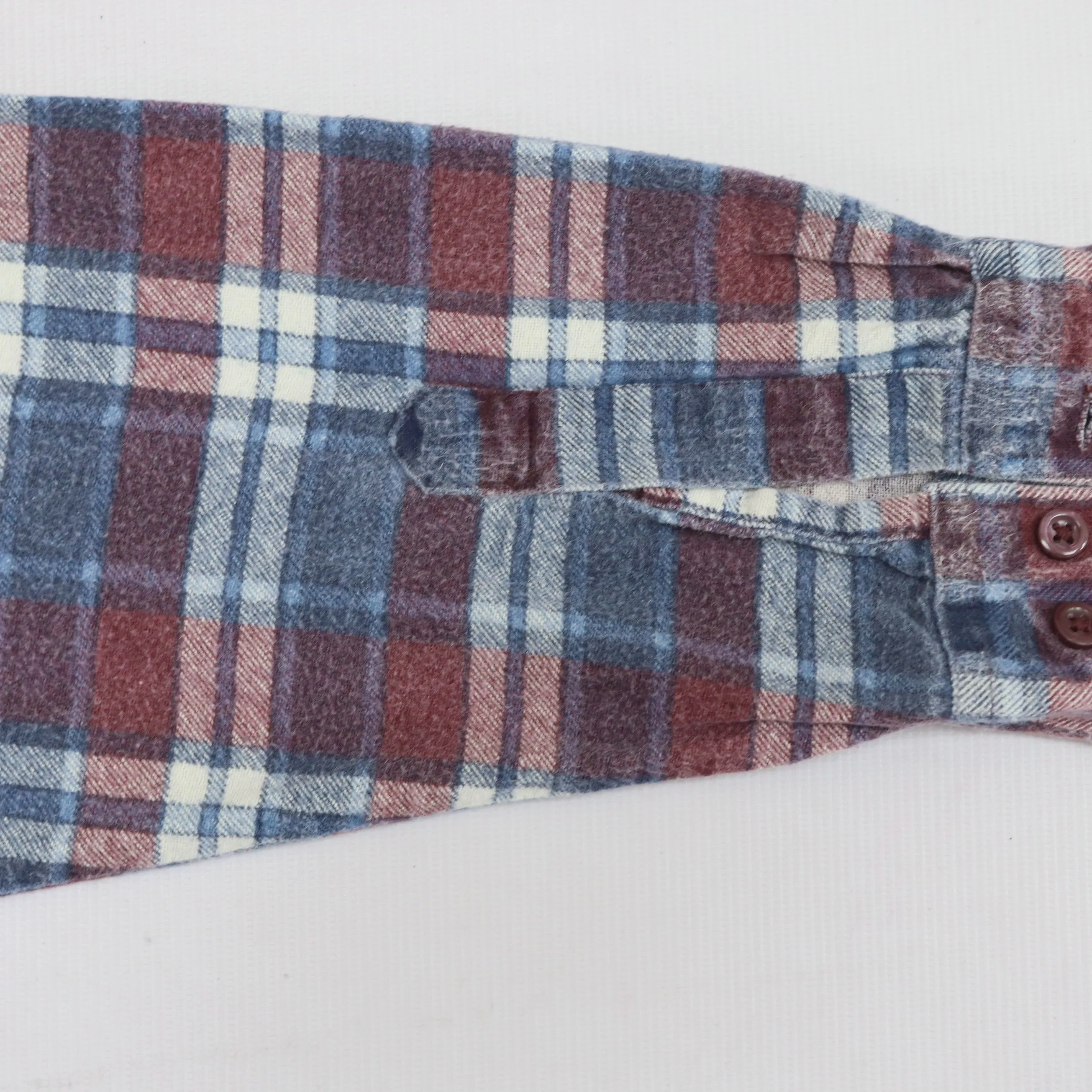 Tom Hagan Vintage Checkered Flannel Shirt Red Blue Cream