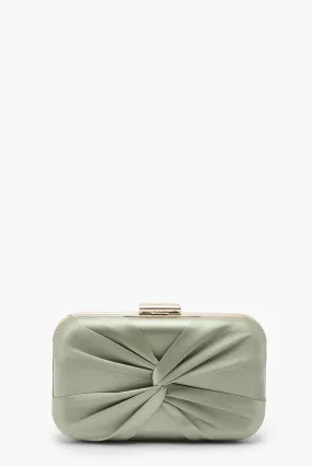 Twist Detail Satin Box Clutch