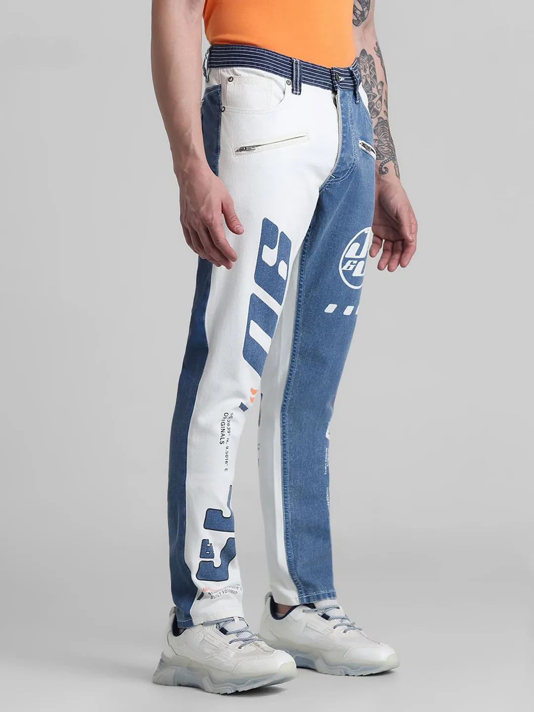 URBAN RACERS by JACK&JONES White Low Rise Slim Fit Jeans