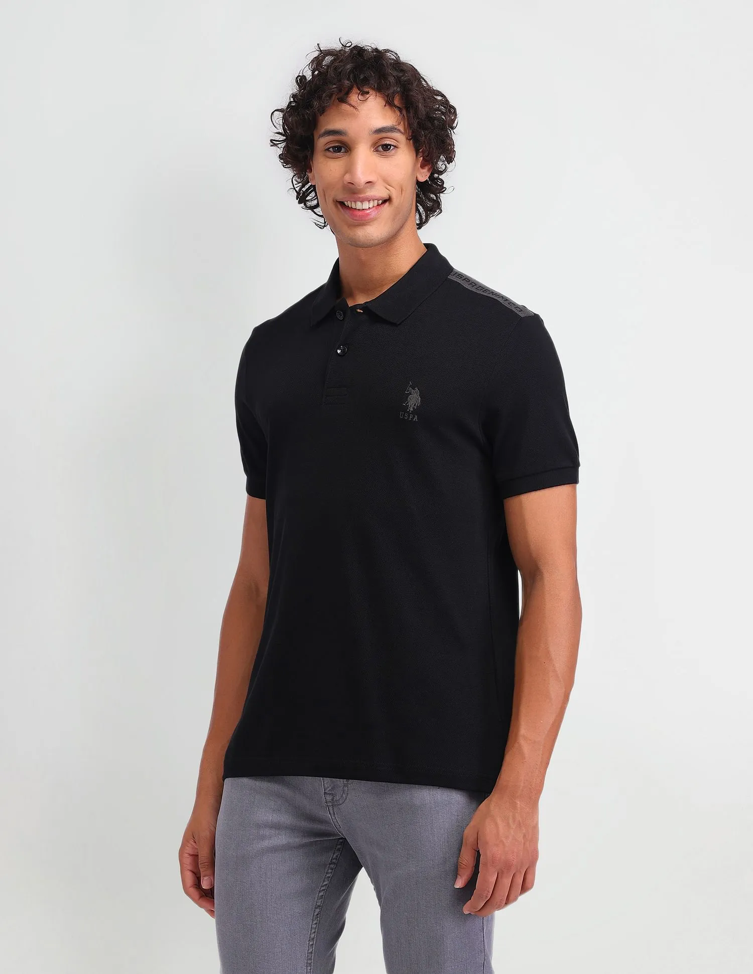 U.S. Polo Assn. Denim Co. Solid Cotton Muscle Fit Polo Shirt