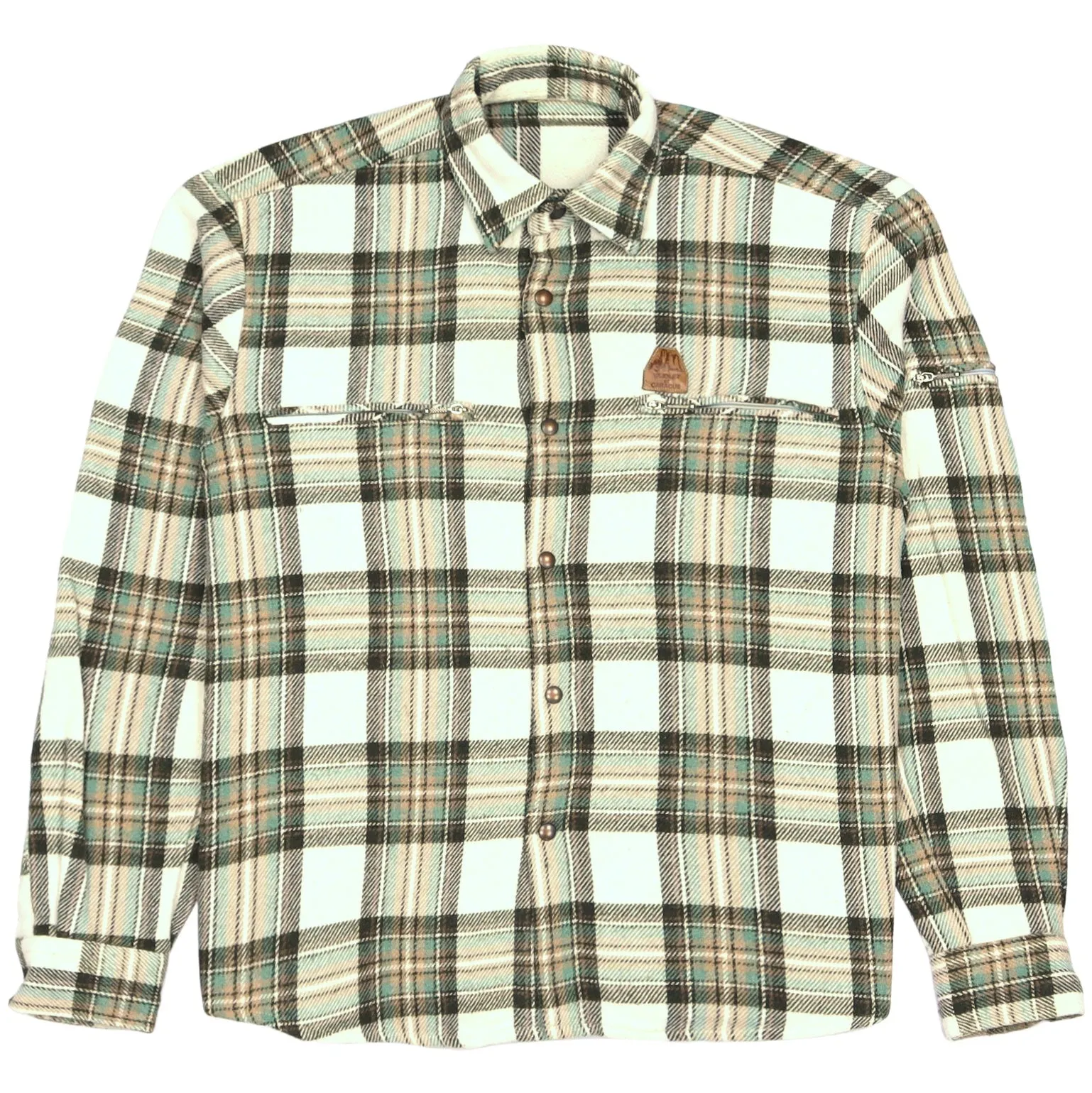 Vajolet Vintage Checkered Flannel Shirt Green Black Beige