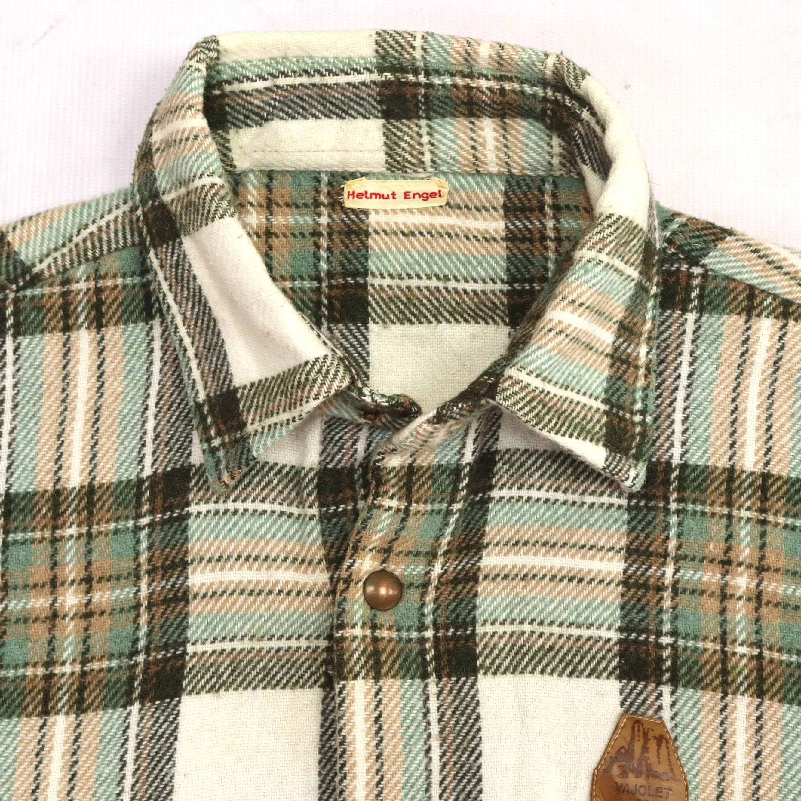 Vajolet Vintage Checkered Flannel Shirt Green Black Beige