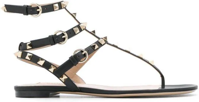 Valentino Garavani Rockstud caged flat sandals Black