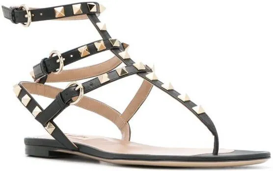 Valentino Garavani Rockstud caged flat sandals Black