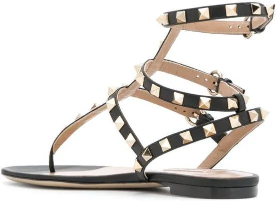 Valentino Garavani Rockstud caged flat sandals Black