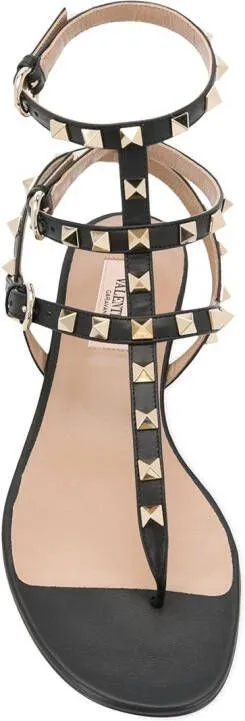 Valentino Garavani Rockstud caged flat sandals Black