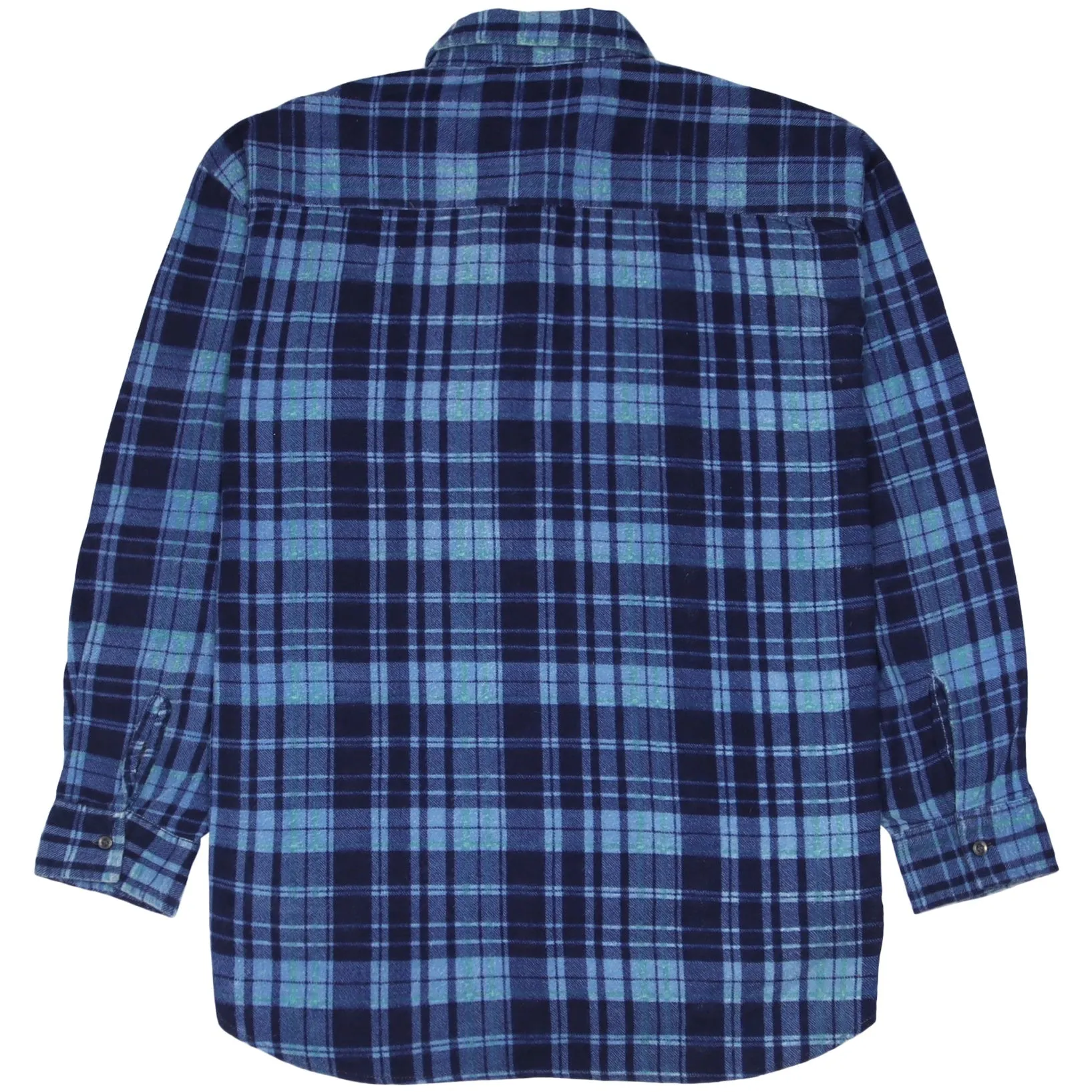 VanCort Checkered Plaid Flannel Shirt Navy Blue Black