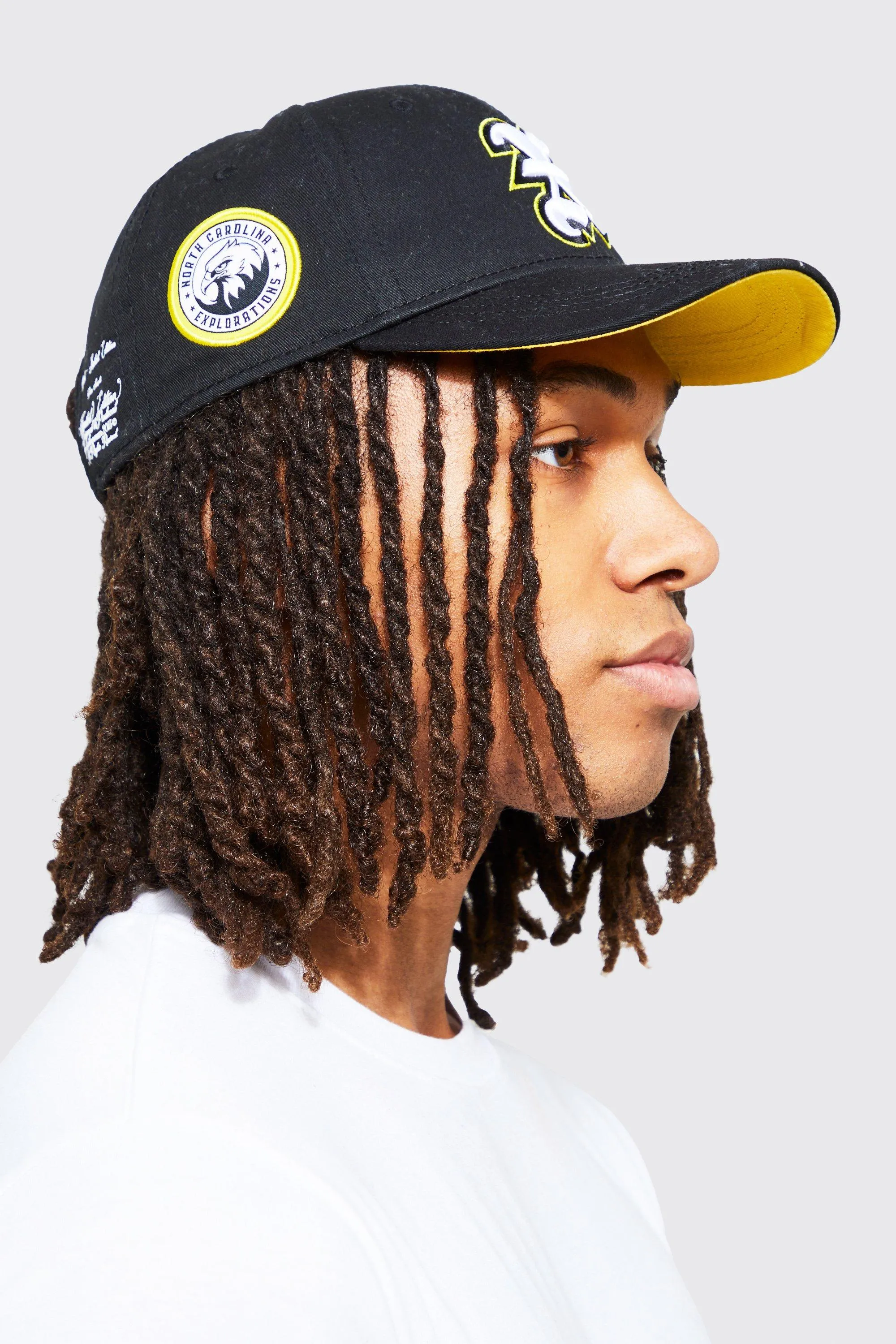 Varsity Multi Badge Baseball Cap | boohooMAN UK