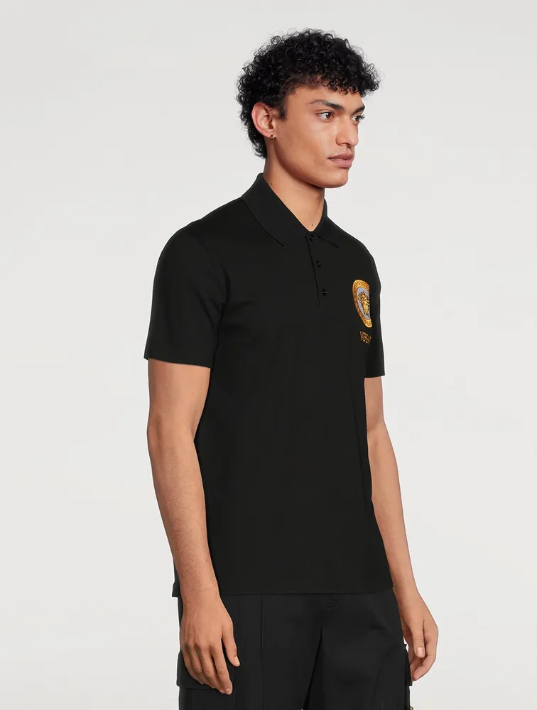 VERSACE Medusa Embroidered Polo Shirt