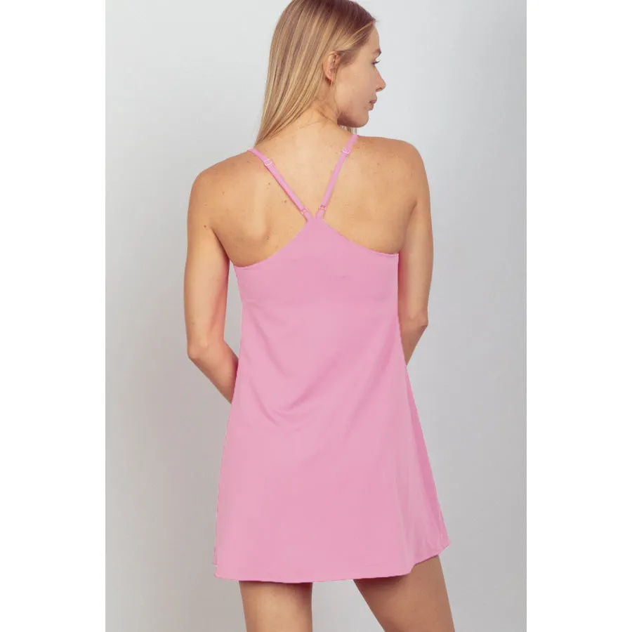 VERY J Sleeveless Active Tennis Dress with Unitard Liner