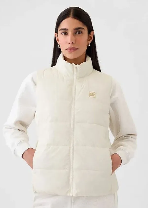 vest GAP V-Frch Logo LW Puffer - Ivory Frost - women´s