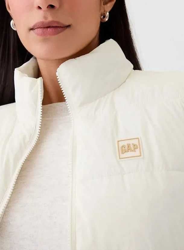 vest GAP V-Frch Logo LW Puffer - Ivory Frost - women´s