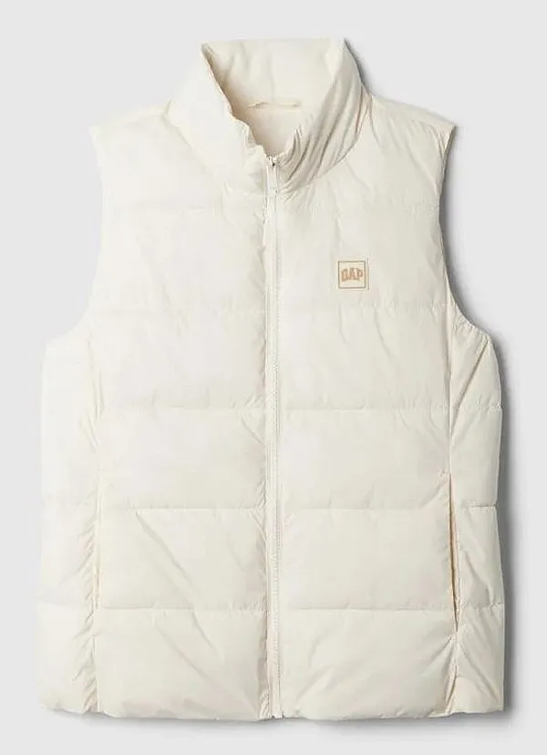 vest GAP V-Frch Logo LW Puffer - Ivory Frost - women´s