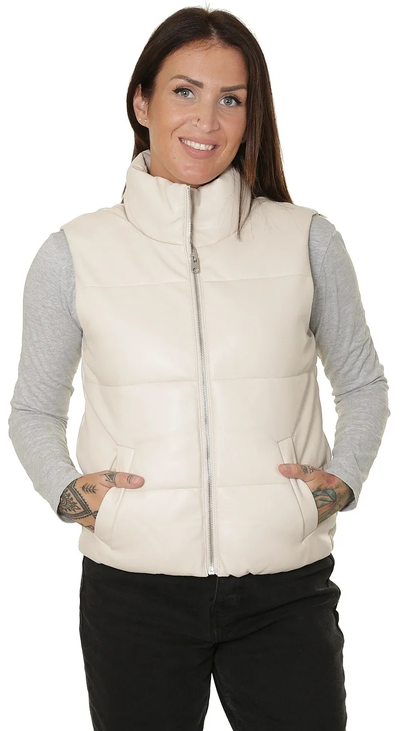 vest Jacqueline de Yong Trixie Faux Leather - Almond Milk - women´s