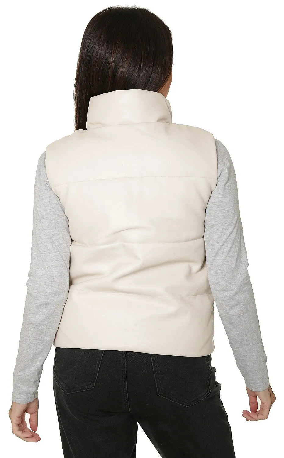 vest Jacqueline de Yong Trixie Faux Leather - Almond Milk - women´s