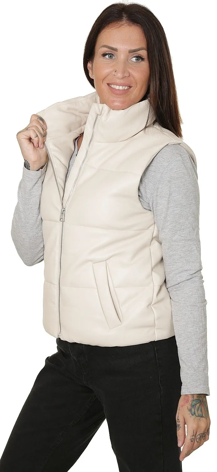 vest Jacqueline de Yong Trixie Faux Leather - Almond Milk - women´s