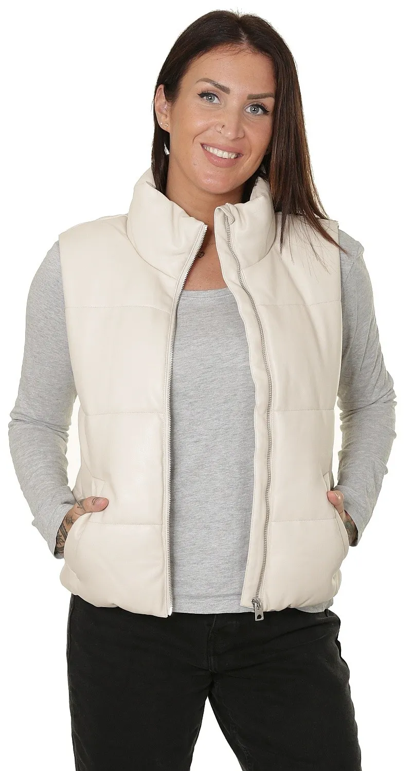 vest Jacqueline de Yong Trixie Faux Leather - Almond Milk - women´s