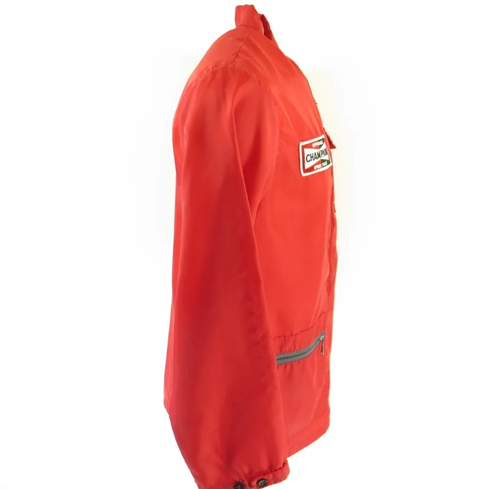 Vintage 60s Champion Official Racing Nylon Jacket M Red Spark Plugs Speed