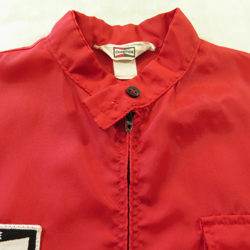 Vintage 60s Champion Official Racing Nylon Jacket M Red Spark Plugs Speed