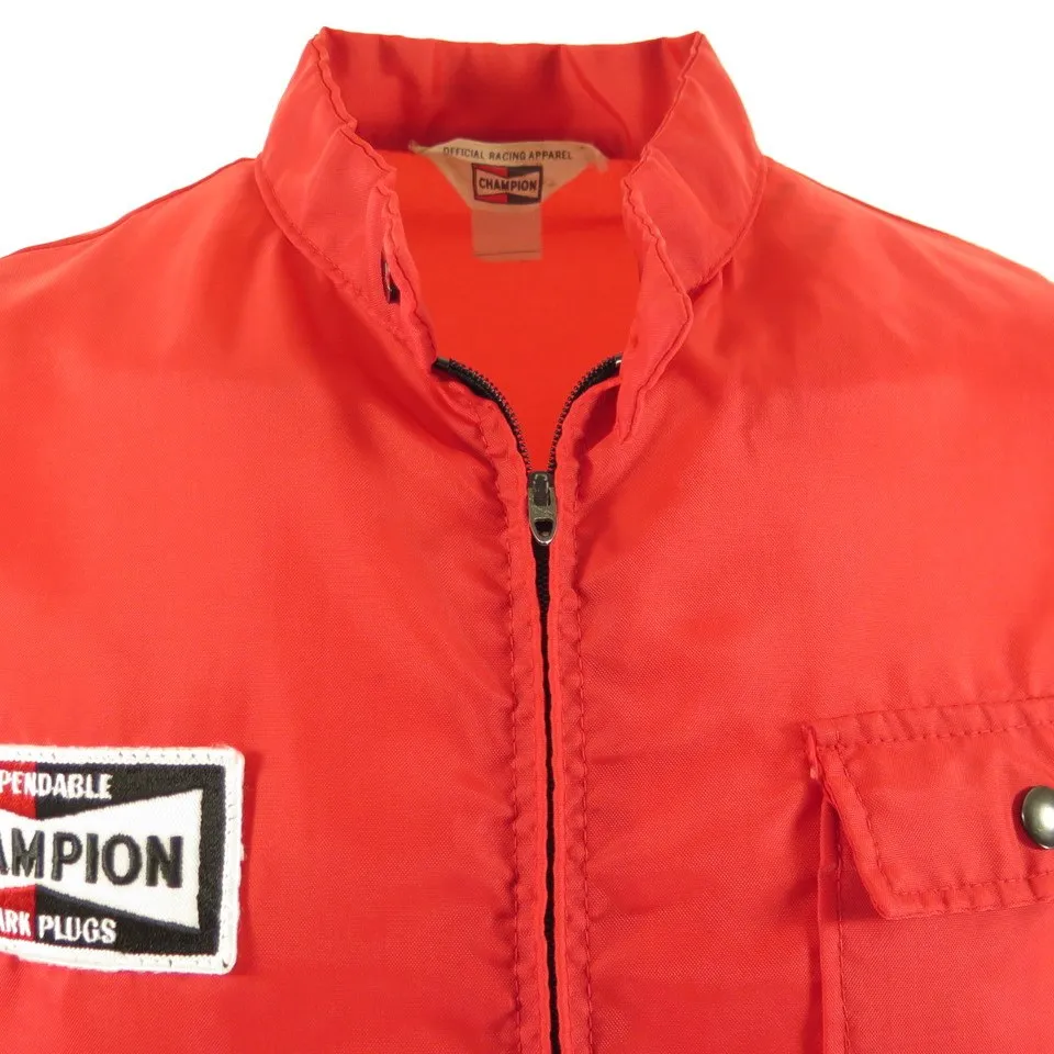 Vintage 60s Champion Official Racing Nylon Jacket M Red Spark Plugs Speed