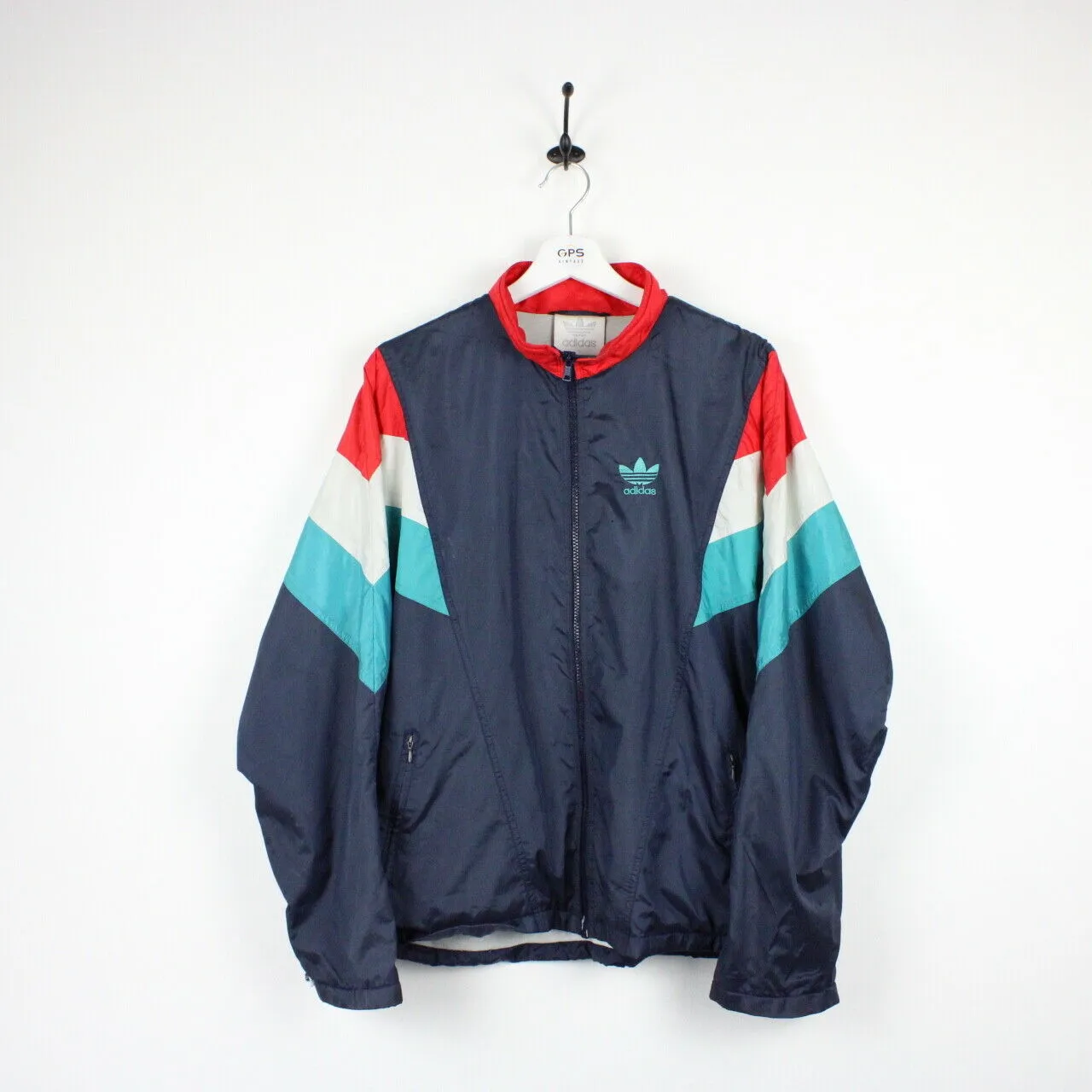 Vintage 80s ADIDAS Track Top Jacket Navy Blue | Medium